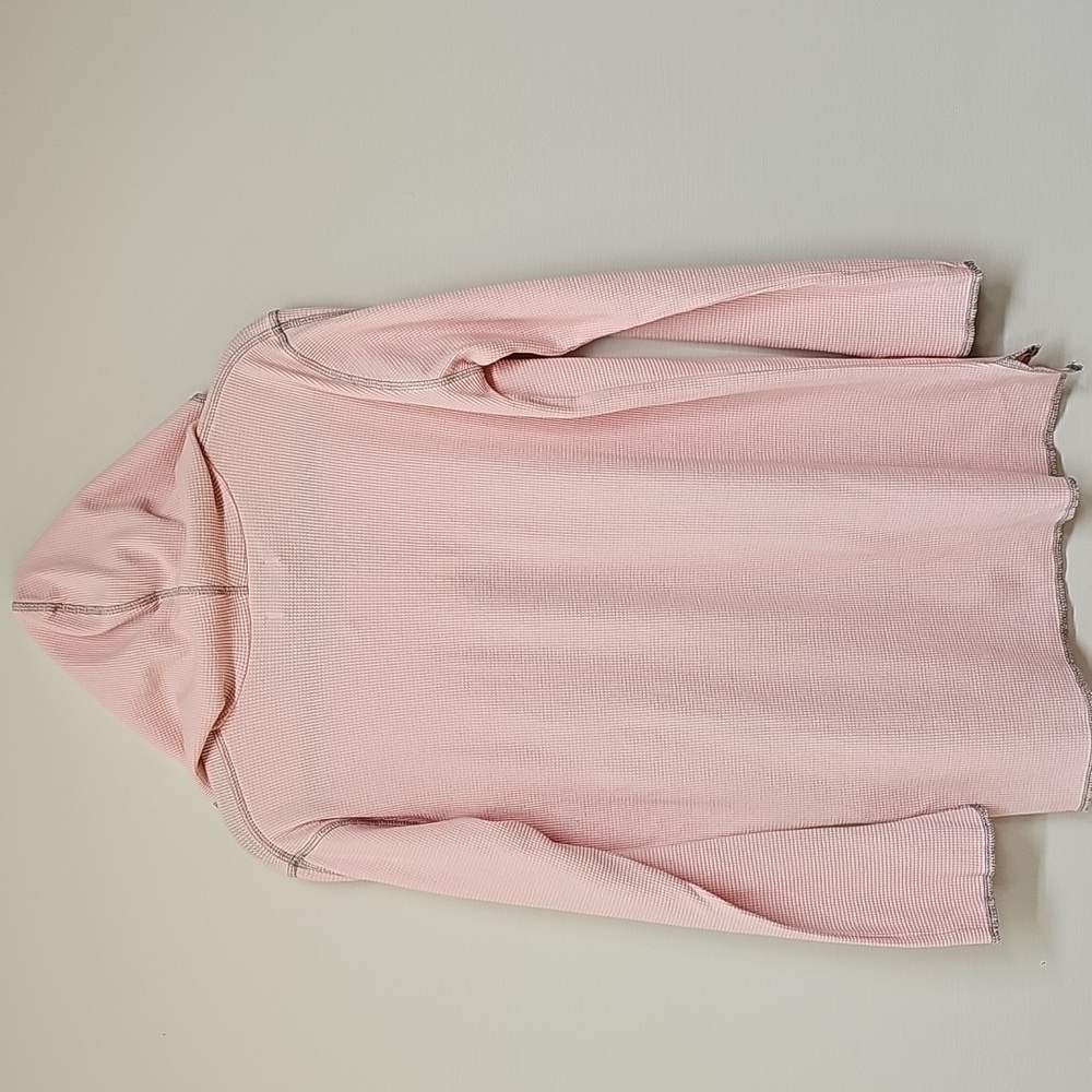 Vtg Y2K Fitigues Light Pink, Long Sleeve Waffle Knit, V Neck, Hoodie, XS, NEW - Picture 4 of 9
